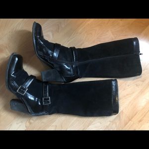 Leather and suede tall zippered boot EUC